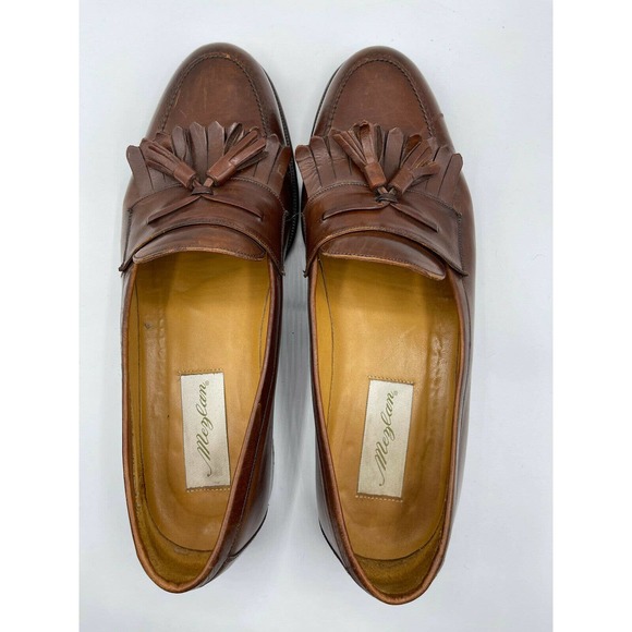 Mezlan Men's Size 10 M Santander Brown Tan Leather Slip-On Tassel Loafer Shoes - Picture 5 of 12
